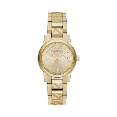 burberry check etched bracelet watch 26mm gold|Burberry The City Ladies Watch Gold BU9145 .